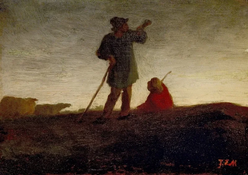 Jean-François Millet | At kalde flokken tilbage – 1866 | Indrammet kunsttryk | Realisme