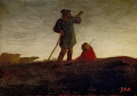 Jean-François Millet | At kalde flokken tilbage – 1866 | Indrammet kunsttryk | Realisme