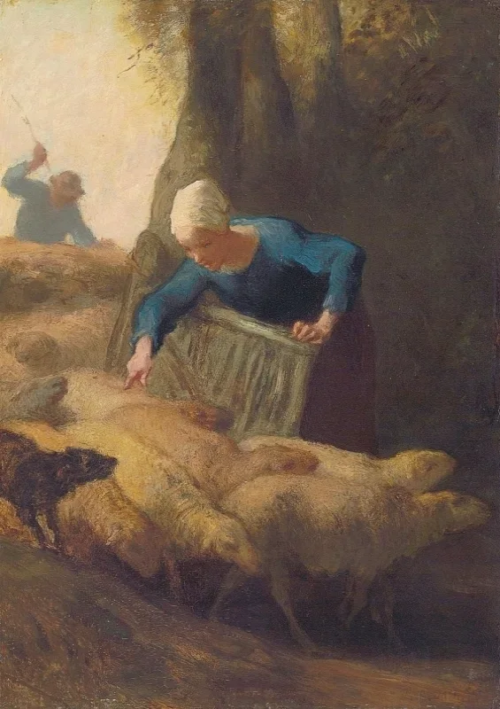 Jean-François Millet | Optælling af flokken – 1847 | Indrammet kunsttryk | Realisme