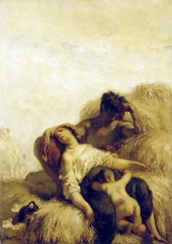 Jean-François Millet | De sovende høstfolk – 1848 | Indrammet kunsttryk | Realisme