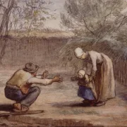 Jean-François Millet | De første skridt - 1850 | Indrammet kunsttryk | Realisme