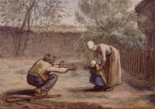 Jean-François Millet | De første skridt - 1850 | Indrammet kunsttryk | Realisme