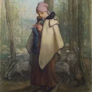 Jean-François Millet | Den strikkende hyrdinde – 1856 | Indrammet kunsttryk | Realisme