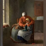 Jean-François Millet – Die Strickstunde 1860 | Giclée Kunstdruck gerahmt