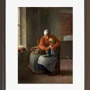 Jean-François Millet – Die Strickstunde 1860 | Giclée Kunstdruck gerahmt