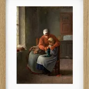Jean-François Millet – Die Strickstunde 1860 | Giclée Kunstdruck gerahmt