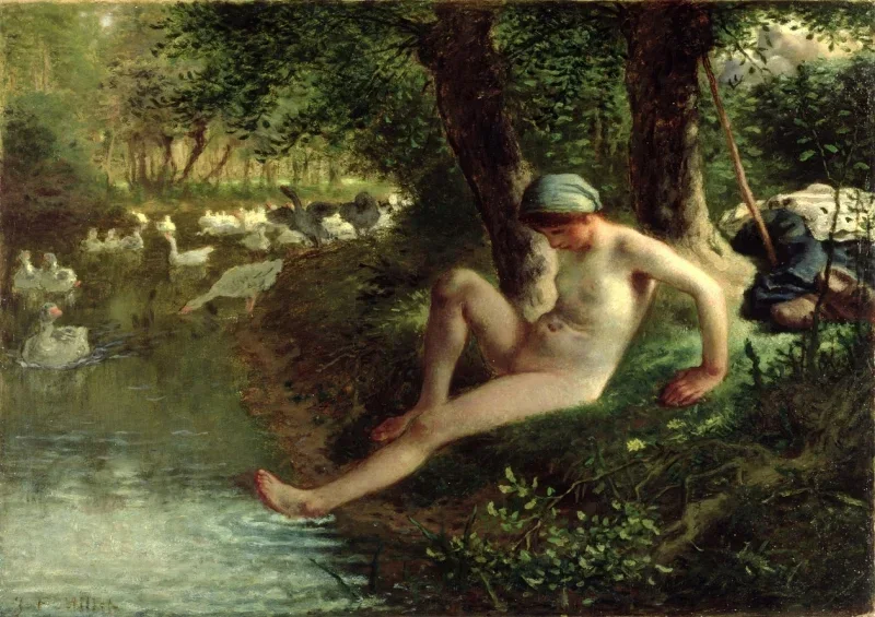 Jean-François Millet | Badersken – 1863 | Indrammet kunsttryk | Realisme