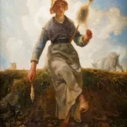 Jean-François Millet | Ziegenhirtin aus der Auvergne - 1868 | Gerahmter Kunstdruck | Realismus