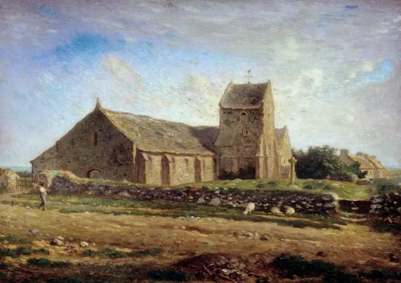 Jean-François Millet | Udsigt over kirken i Gréville – 1871 | Indrammet kunsttryk | Realisme