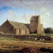 Jean-François Millet | Udsigt over kirken i Gréville – 1871 | Indrammet kunsttryk | Realisme