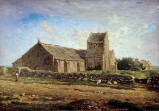 Jean-François Millet | Udsigt over kirken i Gréville – 1871 | Indrammet kunsttryk | Realisme