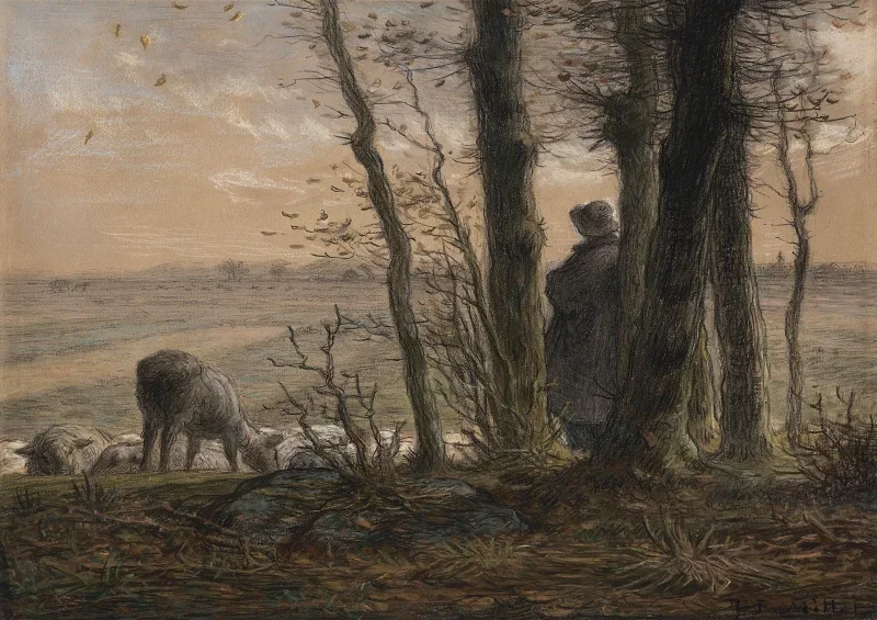 Jean-François Millet | Fallende Blätter – 1866 | Gerahmter Kunstdruck | Realismus