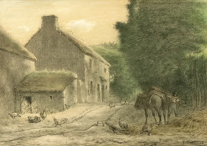 Jean-François Millet | Bondegård i Gruchy – 1866 | Indrammet kunsttryk | Realisme