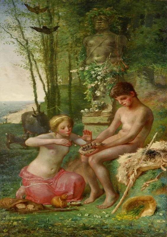 Jean-François Millet | Dafnis og Chloe – 1865 | Indrammet kunsttryk | Realisme