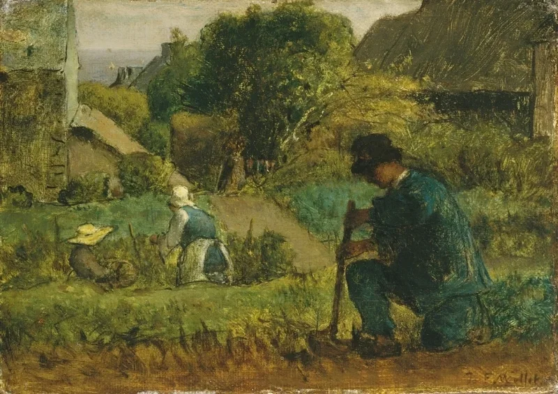 Jean-François Millet | Havescene - 1854 | Indrammet kunsttryk | Realisme