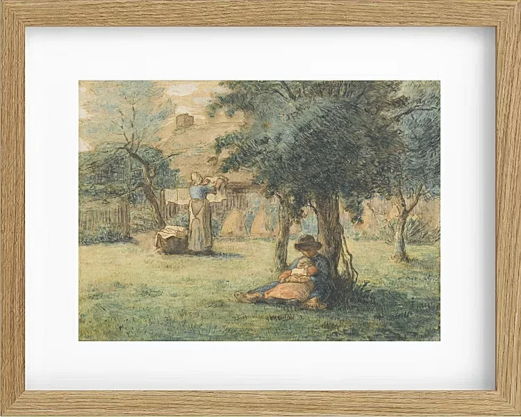 Jean-François Millet – Frau hängt ihre Wäsche auf 1853 | Giclée Kunstdruck gerahmt