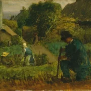 Jean-François Millet – Gartenszene 1854 | Giclée Kunstdruck gerahmt