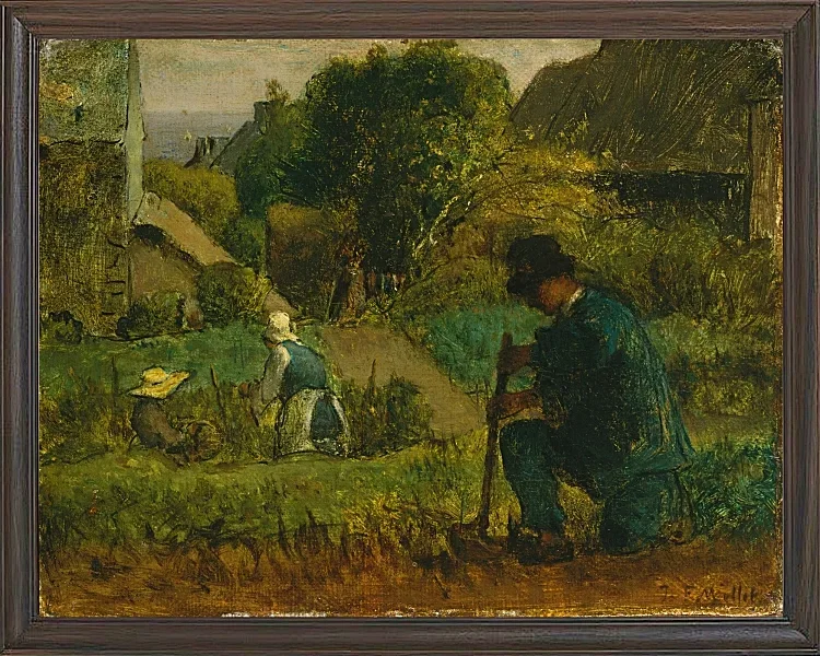 Jean-François Millet – Gartenszene 1854 | Giclée Kunstdruck gerahmt
