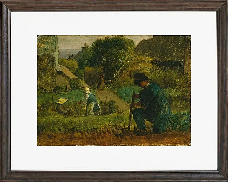 Jean-François Millet – Gartenszene 1854 | Giclée Kunstdruck gerahmt