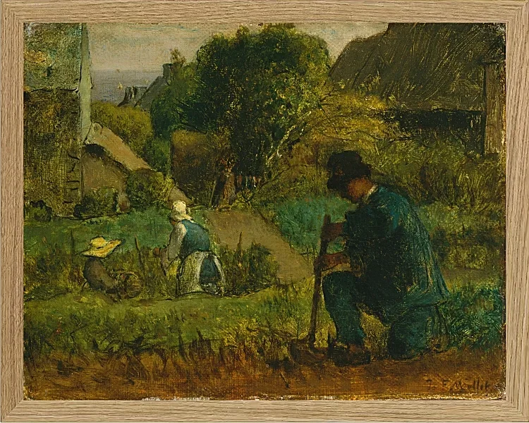 Jean-François Millet – Gartenszene 1854 | Giclée Kunstdruck gerahmt
