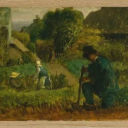 Jean-François Millet – Gartenszene 1854 | Giclée Kunstdruck gerahmt