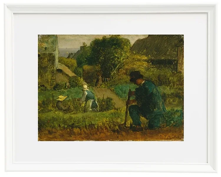 Jean-François Millet – Gartenszene 1854 | Giclée Kunstdruck gerahmt