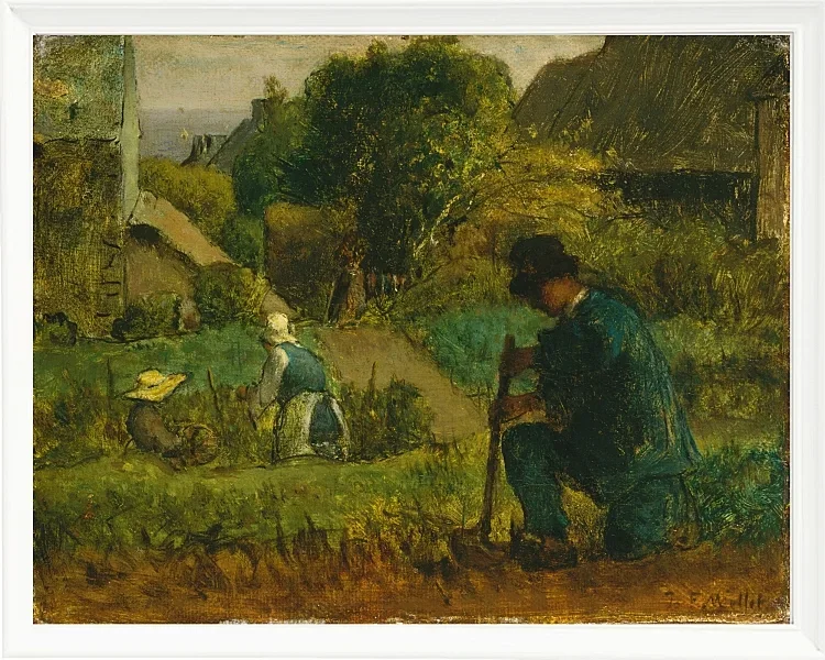 Jean-François Millet – Gartenszene 1854 | Giclée Kunstdruck gerahmt