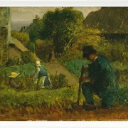 Jean-François Millet – Gartenszene 1854 | Giclée Kunstdruck gerahmt