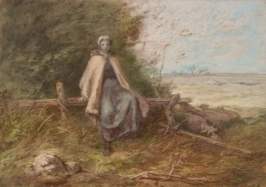Jean-François Millet | Hyrdinde – 1870 | Indrammet kunsttryk | Realisme