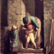 Jean-François Millet | Mütterliche Vorsicht - 1857 | Gerahmter Kunstdruck | Realismus