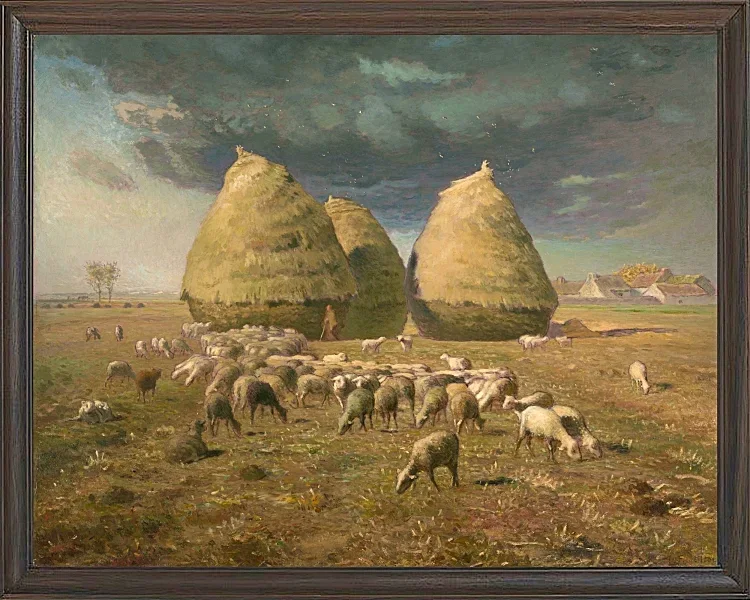 Jean-François Millet – Heuhaufen, Herbst 1874 | Giclée Kunstdruck gerahmt