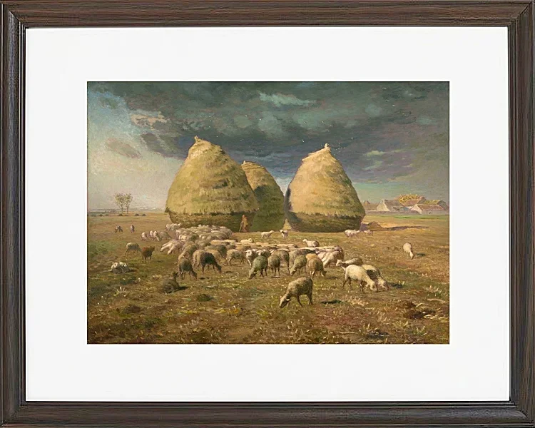 Jean-François Millet – Heuhaufen, Herbst 1874 | Giclée Kunstdruck gerahmt