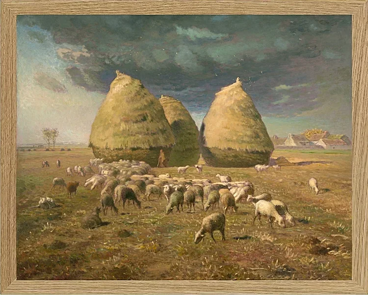 Jean-François Millet – Heuhaufen, Herbst 1874 | Giclée Kunstdruck gerahmt