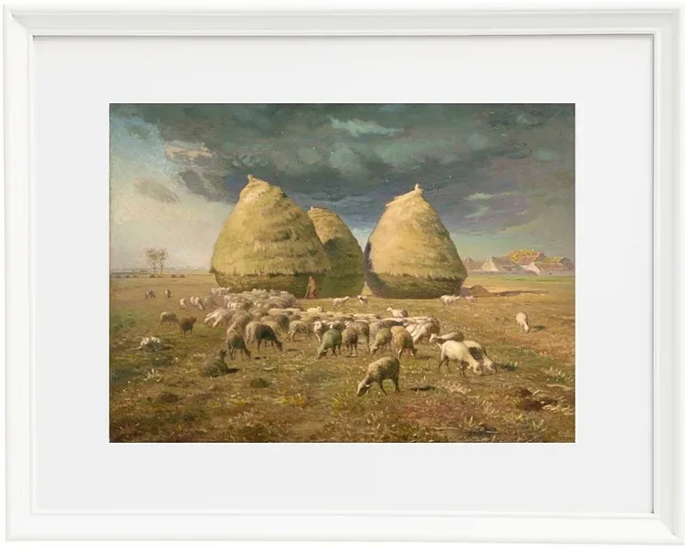 Jean-François Millet – Heuhaufen, Herbst 1874 | Giclée Kunstdruck gerahmt