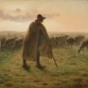 Jean-François Millet – Hirte bewacht seine Herde 1865 | Giclée Kunstdruck gerahmt