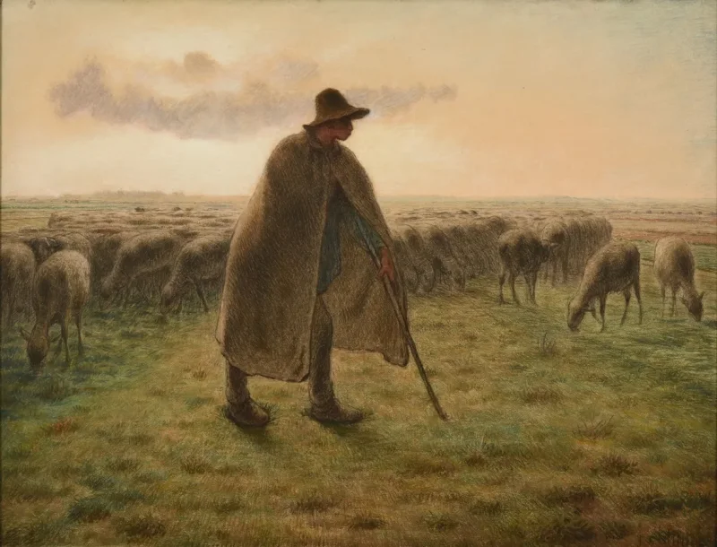 Jean-François Millet – Hirte bewacht seine Herde 1865 | Giclée Kunstdruck gerahmt