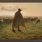 Jean-François Millet – Hirte bewacht seine Herde 1865 | Giclée Kunstdruck gerahmt
