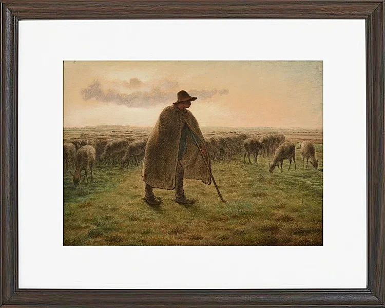 Jean-François Millet – Hirte bewacht seine Herde 1865 | Giclée Kunstdruck gerahmt