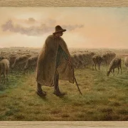 Jean-François Millet – Hirte bewacht seine Herde 1865 | Giclée Kunstdruck gerahmt