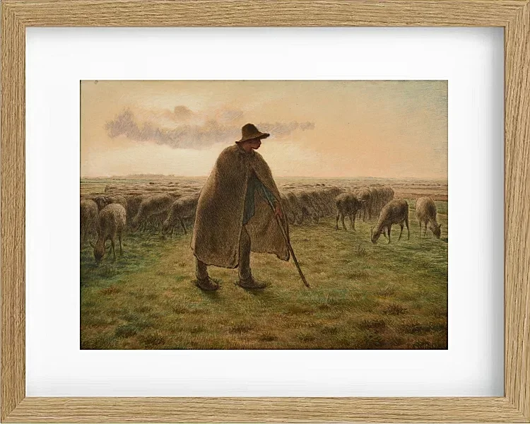 Jean-François Millet – Hirte bewacht seine Herde 1865 | Giclée Kunstdruck gerahmt