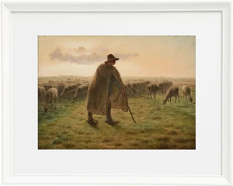 Jean-François Millet – Hirte bewacht seine Herde 1865 | Giclée Kunstdruck gerahmt