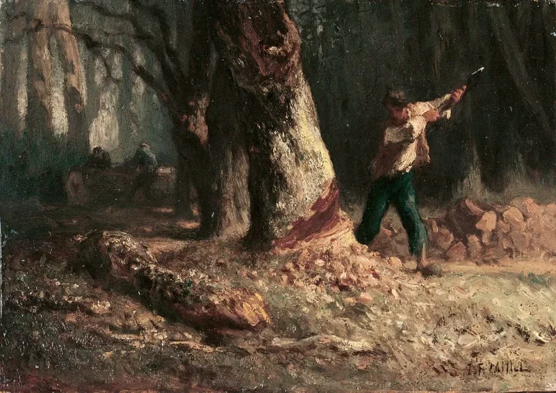Jean-François Millet | Skovhuggere i skoven – 1870 | Indrammet kunsttryk | Realisme