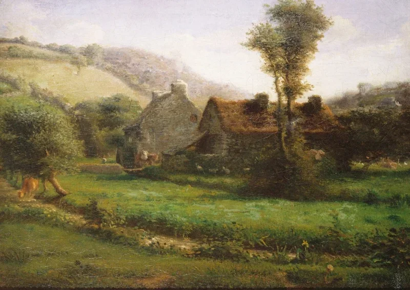 Jean-François Millet | Hytte i et landskab – 1871 | Indrammet kunsttryk | Realisme