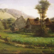 Jean-François Millet | Hytte i et landskab – 1871 | Indrammet kunsttryk | Realisme