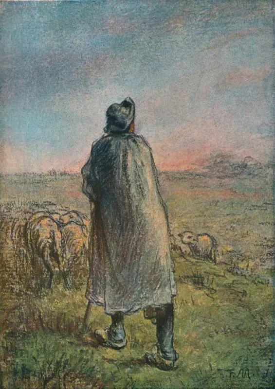 Jean-François Millet | Der Hirte - 1824 | Gerahmter Kunstdruck | Realismus