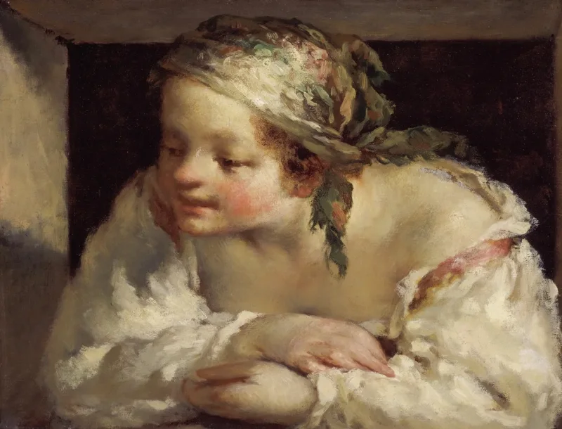 Jean-François Millet – Junge Frau 1844 | Giclée Kunstdruck gerahmt