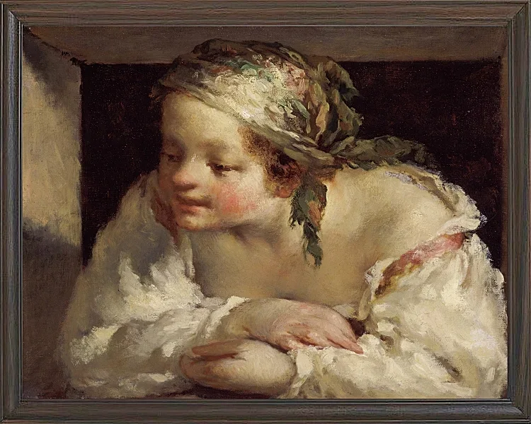 Jean-François Millet – Junge Frau 1844 | Giclée Kunstdruck gerahmt