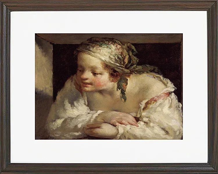 Jean-François Millet – Junge Frau 1844 | Giclée Kunstdruck gerahmt