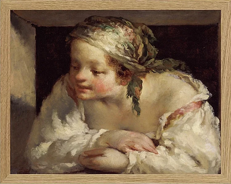 Jean-François Millet – Junge Frau 1844 | Giclée Kunstdruck gerahmt