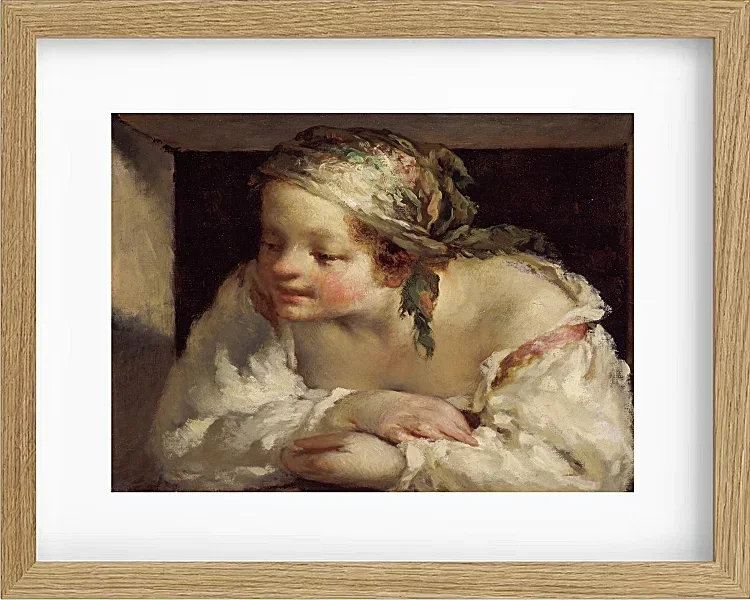 Jean-François Millet – Junge Frau 1844 | Giclée Kunstdruck gerahmt